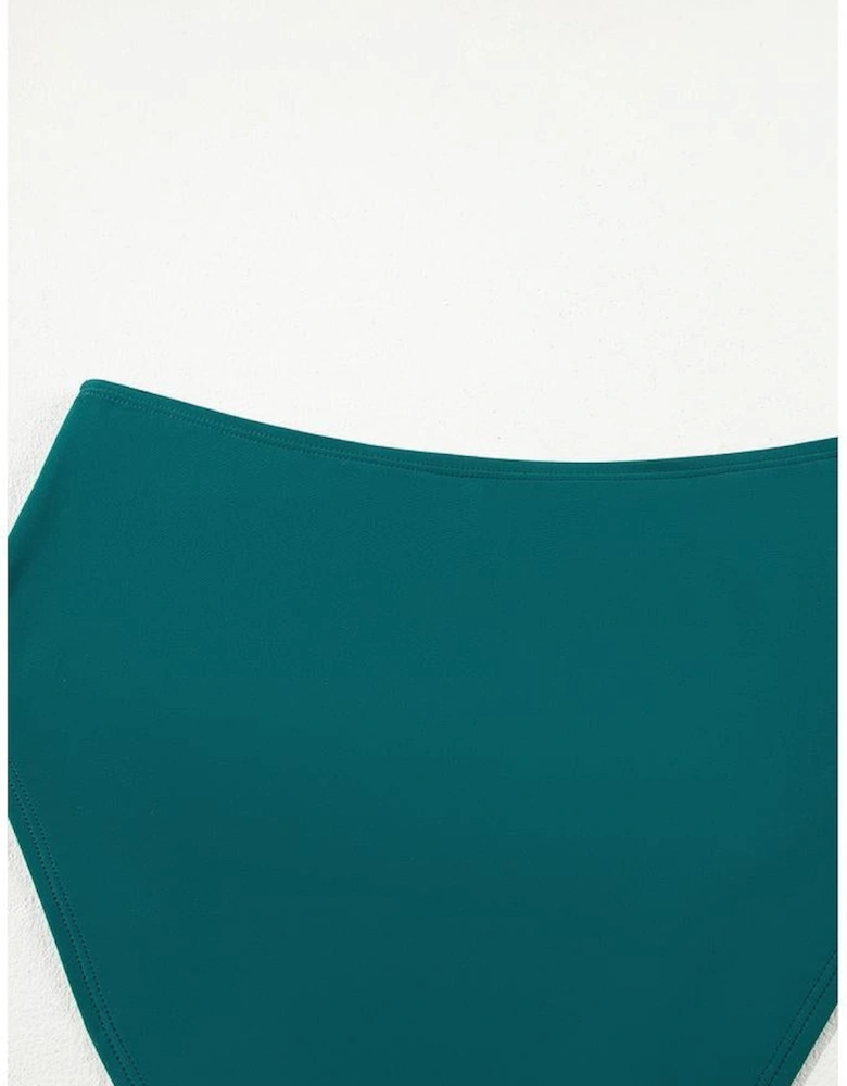 Green Leopard Print U Neck Knotted High Waist Bikini Set