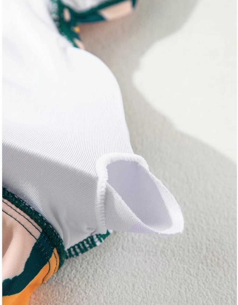 Green Leopard Print U Neck Knotted High Waist Bikini Set