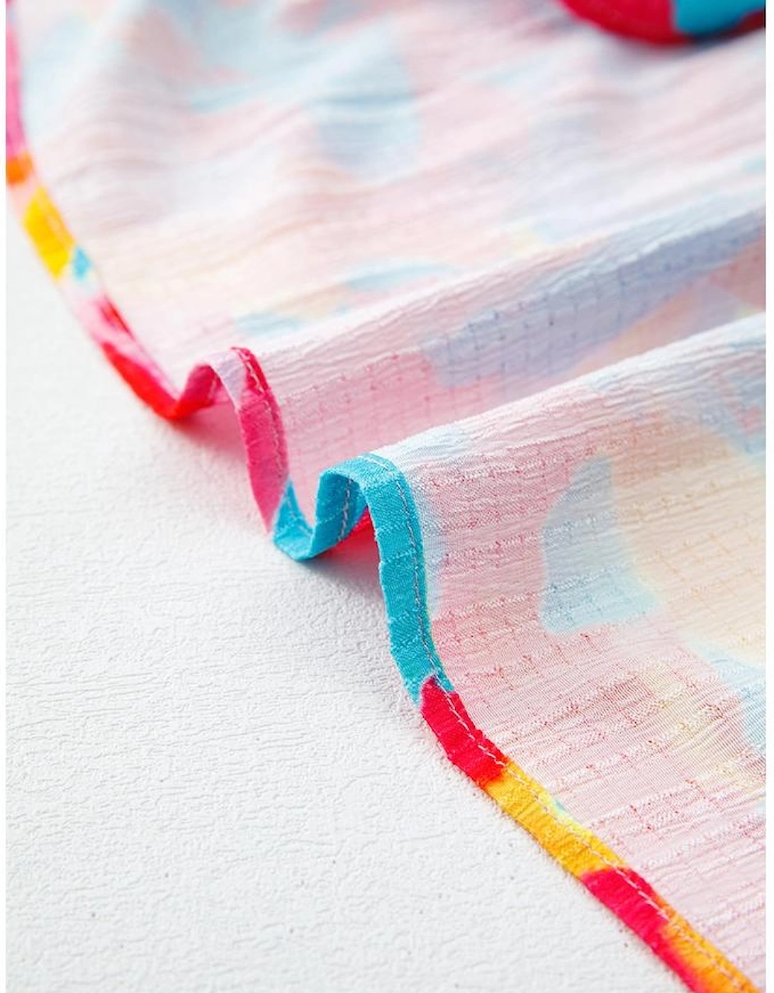 Rose Abstract Printed Puff Sleeve Square Neck Smocked Bust Tied Back Plus Size Dress