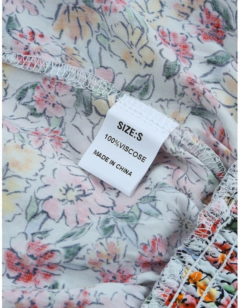 Multicolor Wrapped V Neck Floral Tank Crop Top