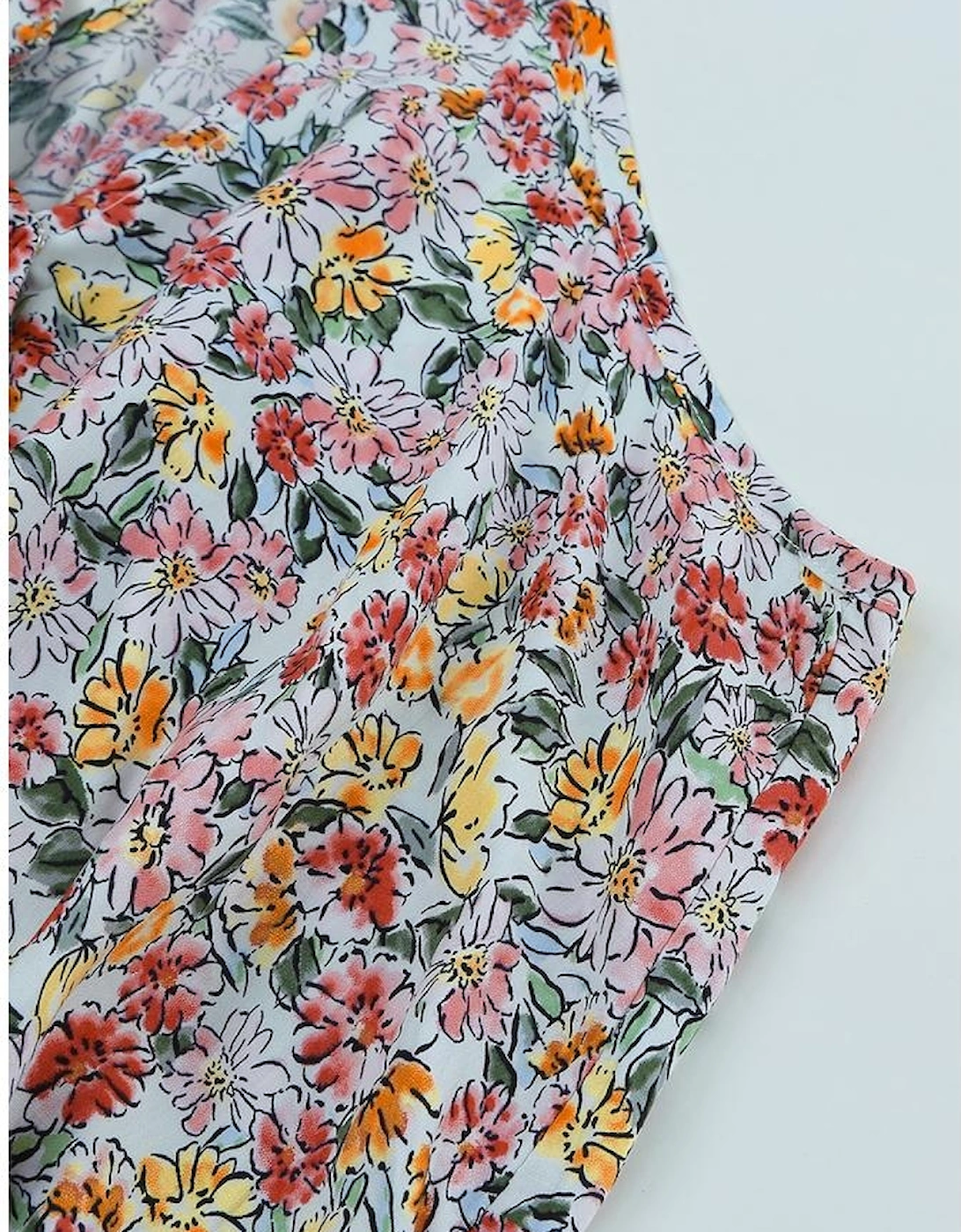 Multicolor Wrapped V Neck Floral Tank Crop Top