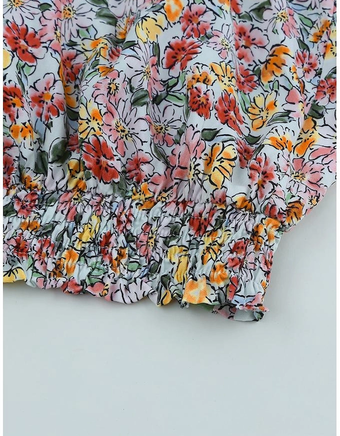 Multicolor Wrapped V Neck Floral Tank Crop Top