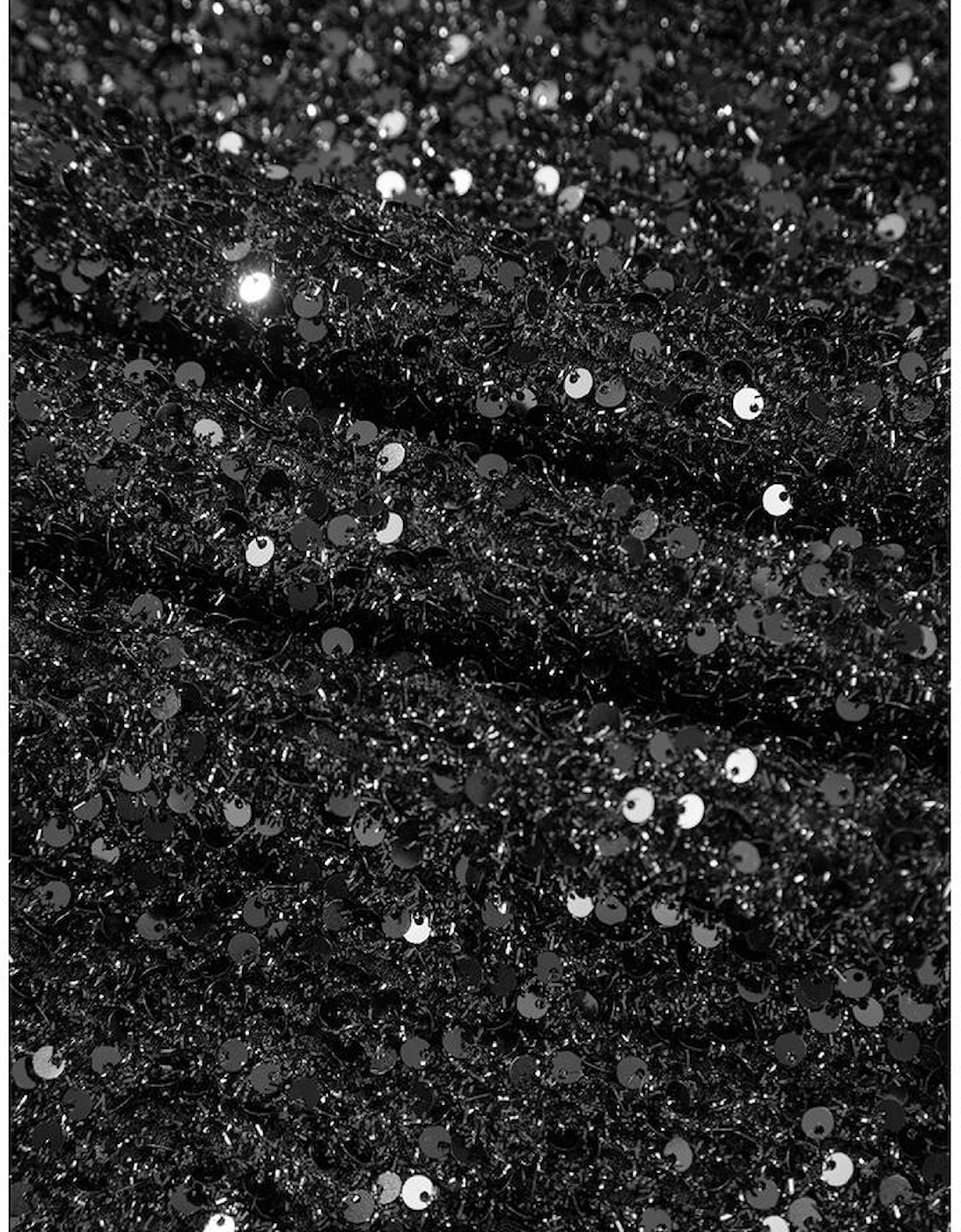 Color black Plus Size Bubble Sleeve V Neck Sequin Dress, 13 of 12