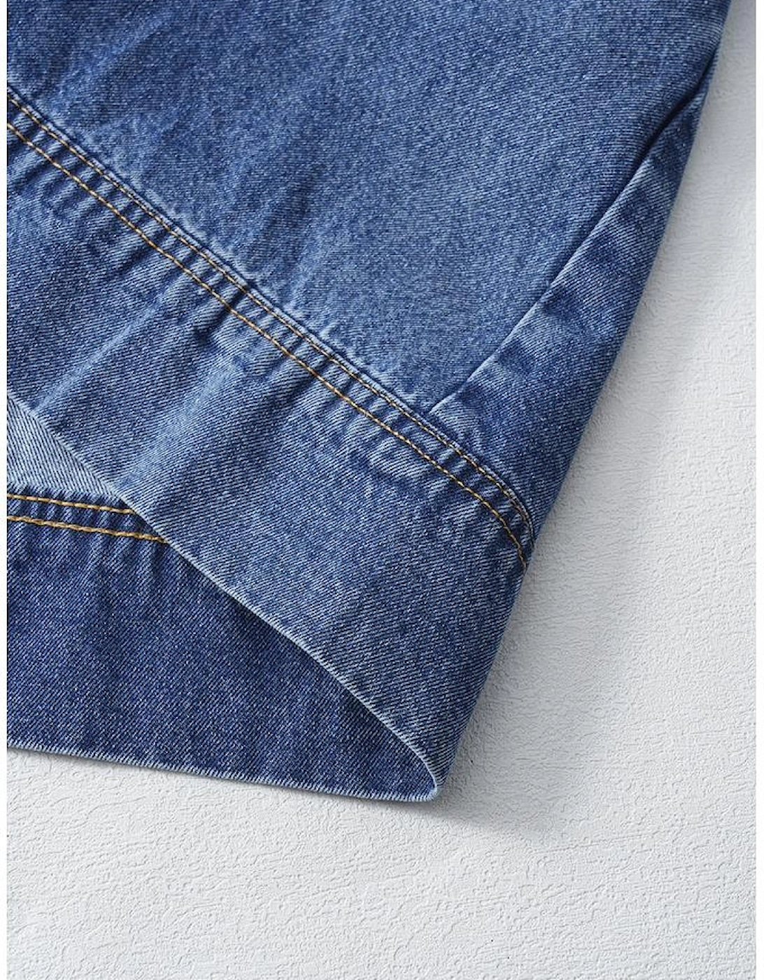 Blue Short Sleeve Collared Patched Pocket Denim Mini Dress