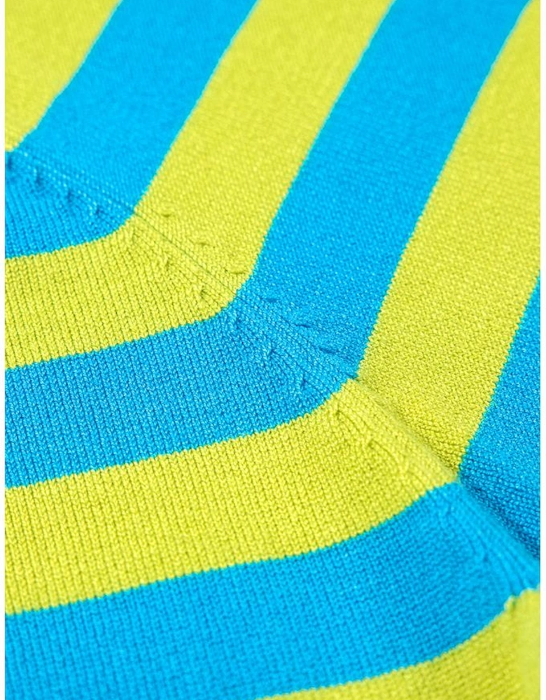 Green Stripe Crew Neck Drop Shoulder Casual Sweater