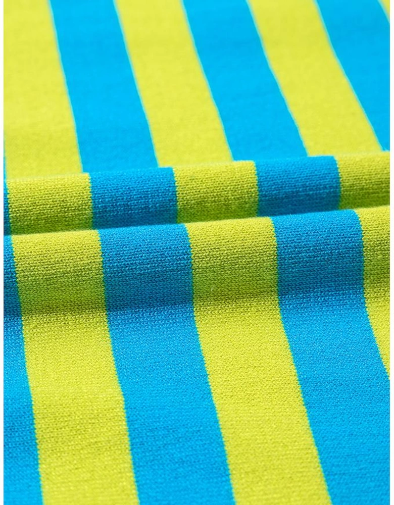 Green Stripe Crew Neck Drop Shoulder Casual Sweater