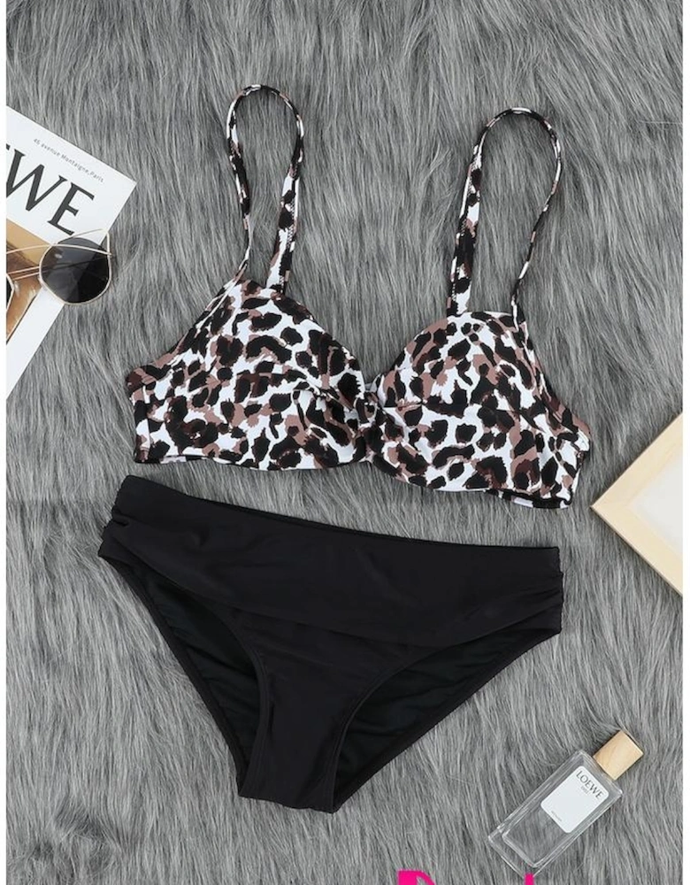 Leopard Twisted Bust Bikini Set