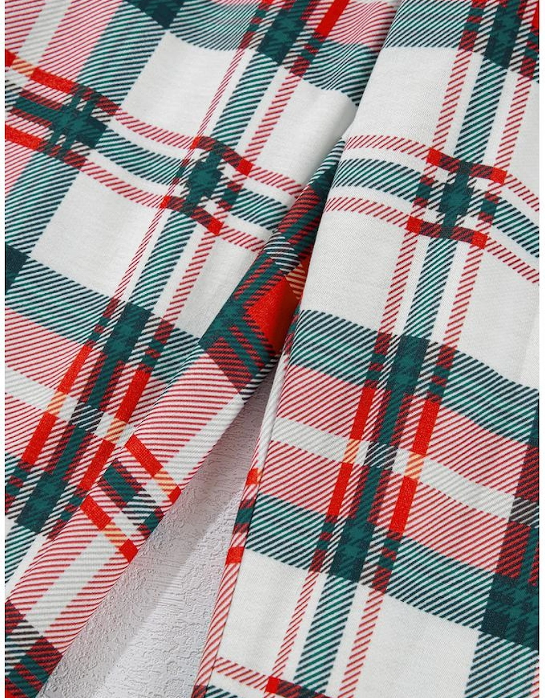 Red Christmas Plaid Print Two Piece Long Sleeve Pajamas Set