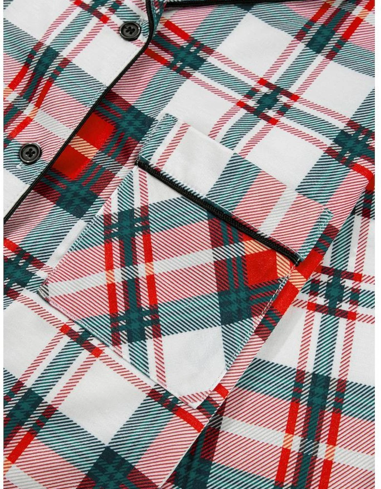 Red Christmas Plaid Print Two Piece Long Sleeve Pajamas Set