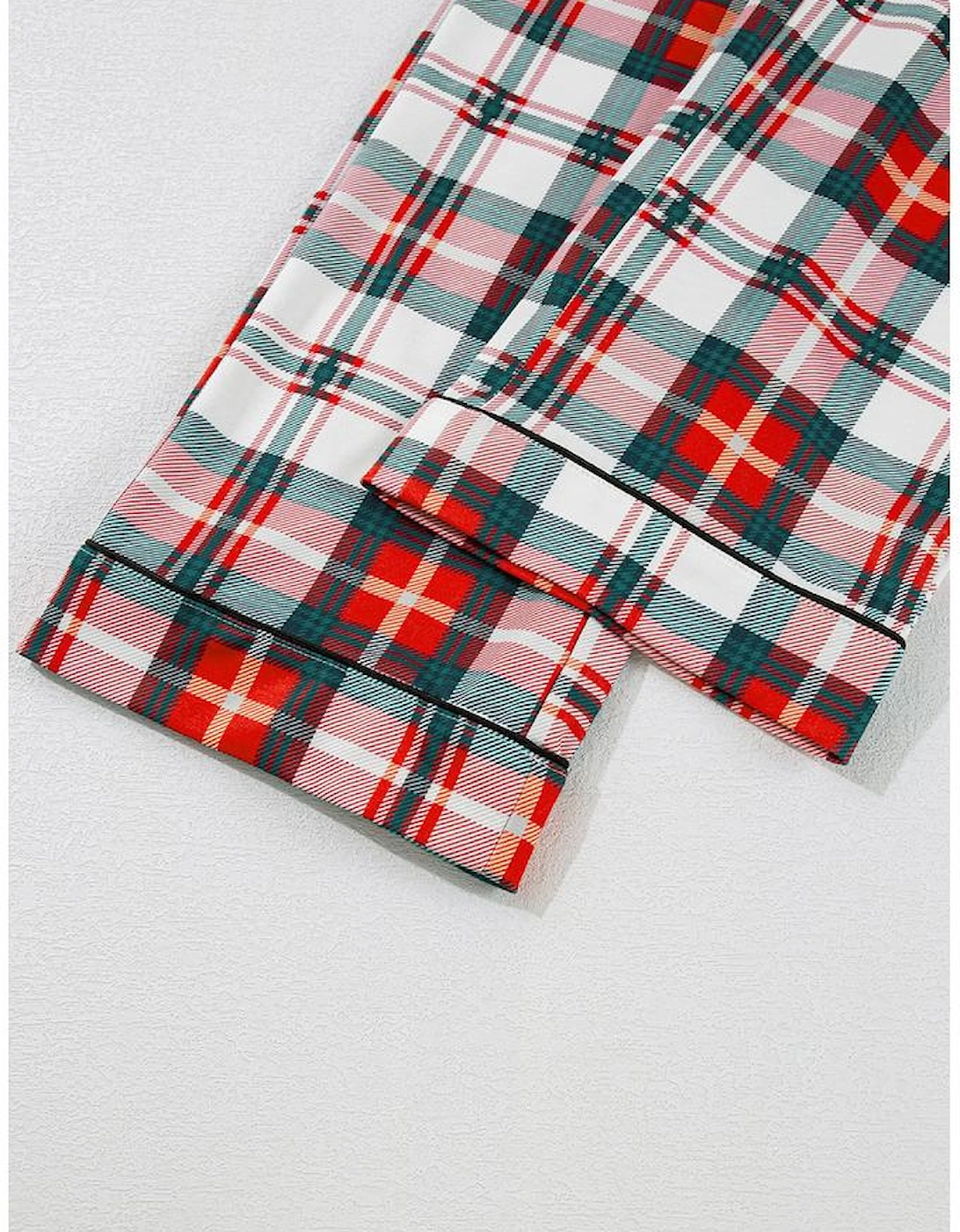 Red Christmas Plaid Print Two Piece Long Sleeve Pajamas Set