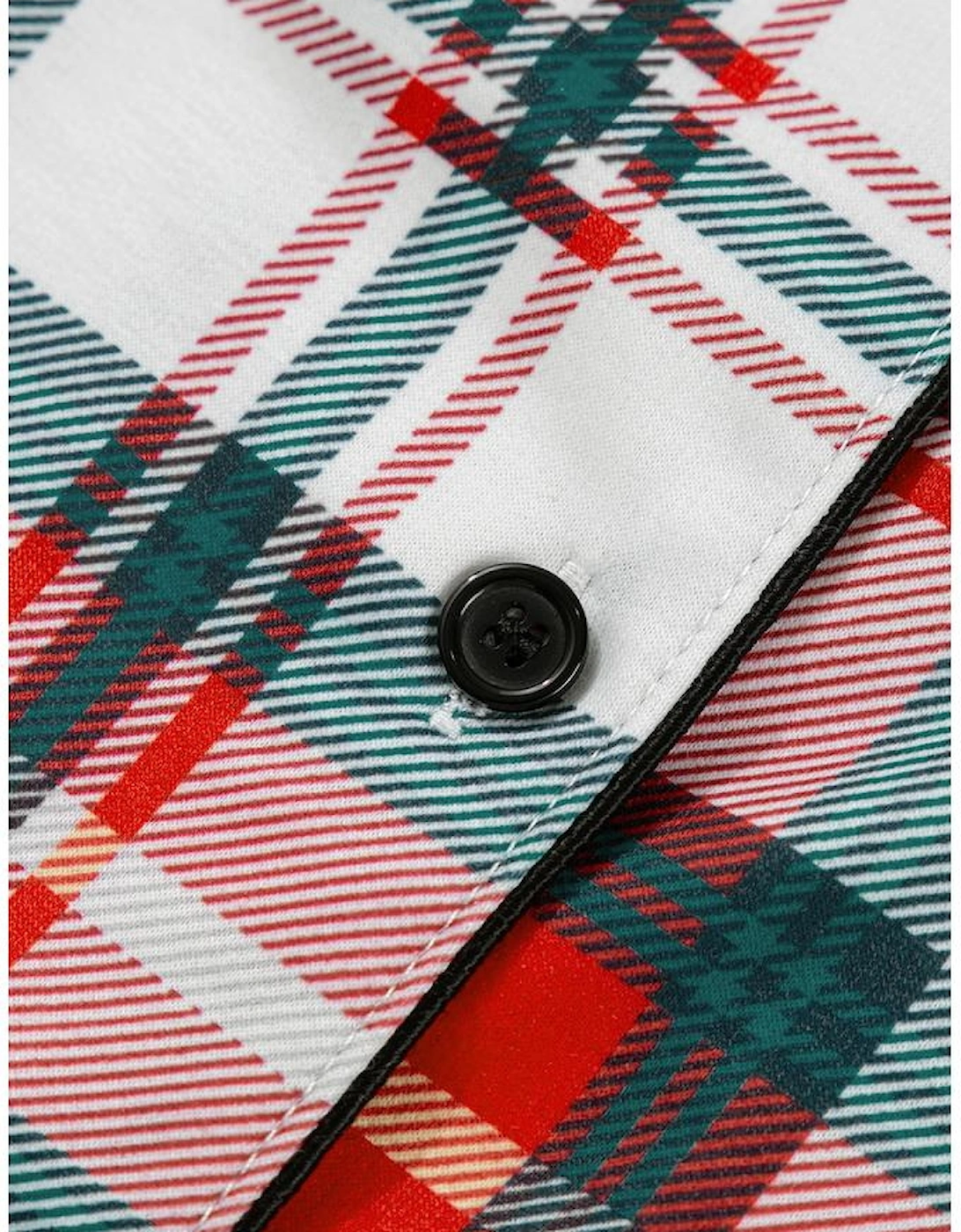 Red Christmas Plaid Print Two Piece Long Sleeve Pajamas Set