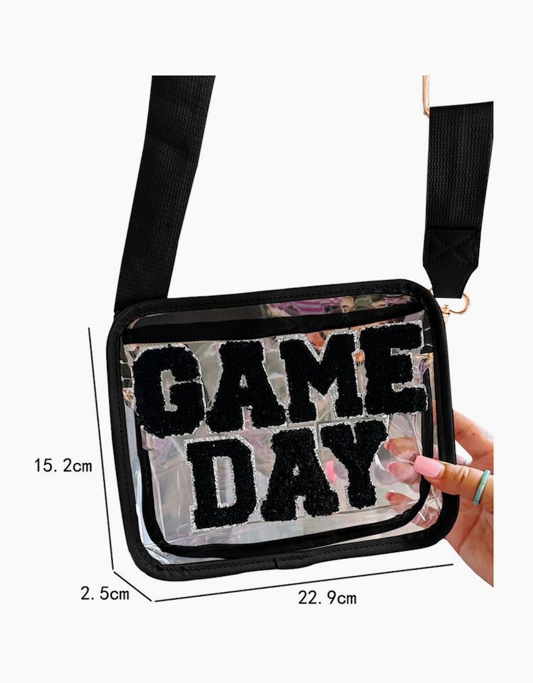 Black GAME DAY Rugby Football Clear Shoulder Bag, 5 of 4