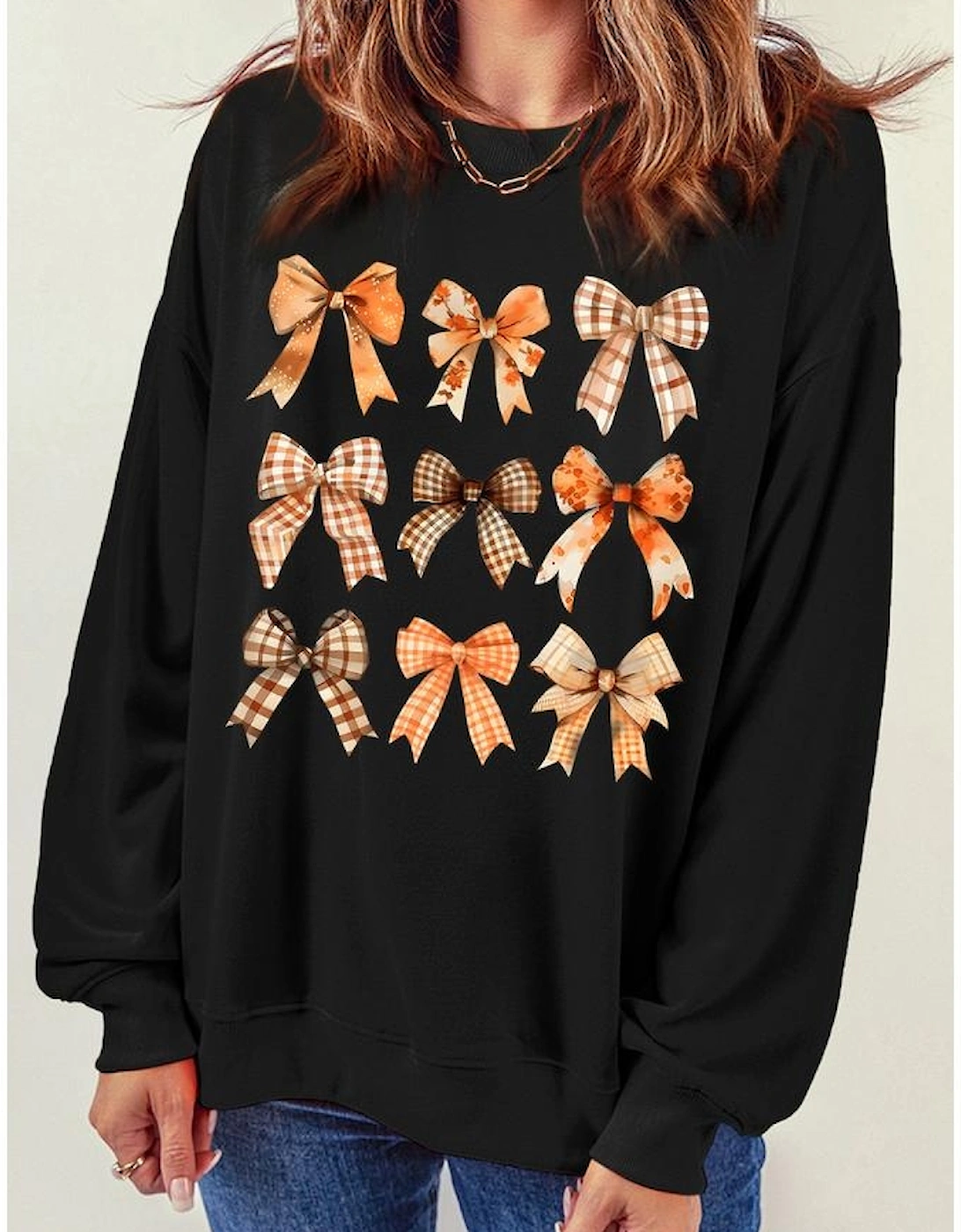 Black Thanksgiving Spice Bowknot Graphic Sweatshirt, 6 of 5