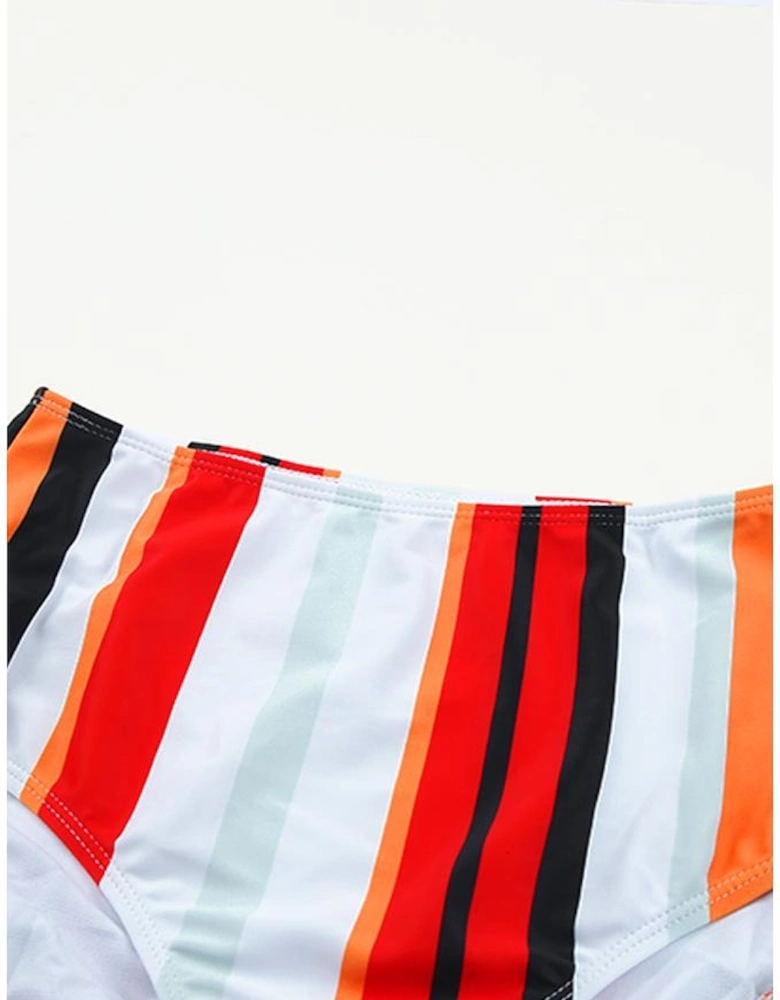 Square Neck Sleeveless Fashion Print Tankini Set