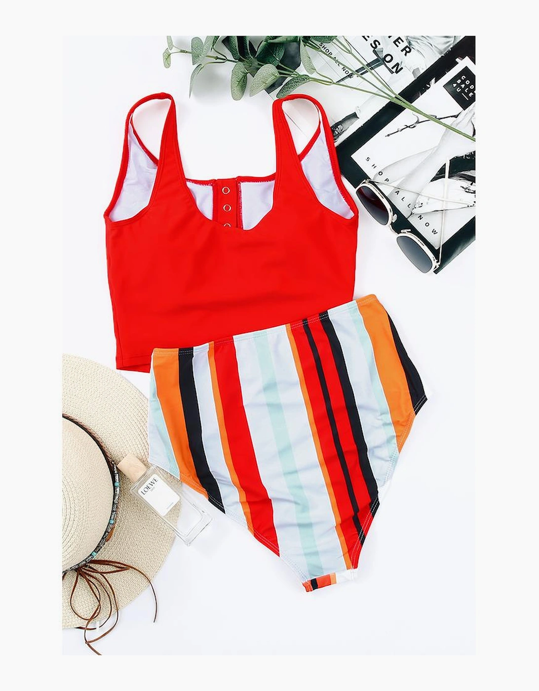 Square Neck Sleeveless Fashion Print Tankini Set, 16 of 15