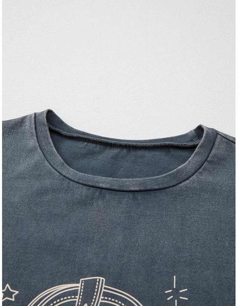 High-Rise Western Cowboy Boots Graphic Tee