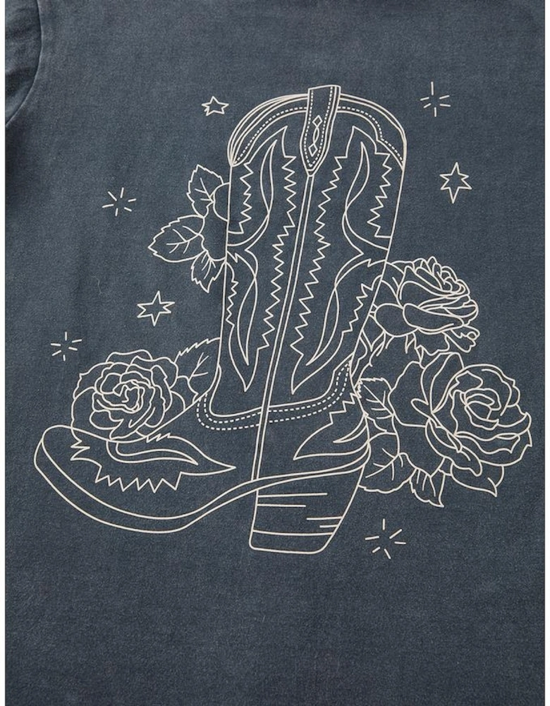 High-Rise Western Cowboy Boots Graphic Tee