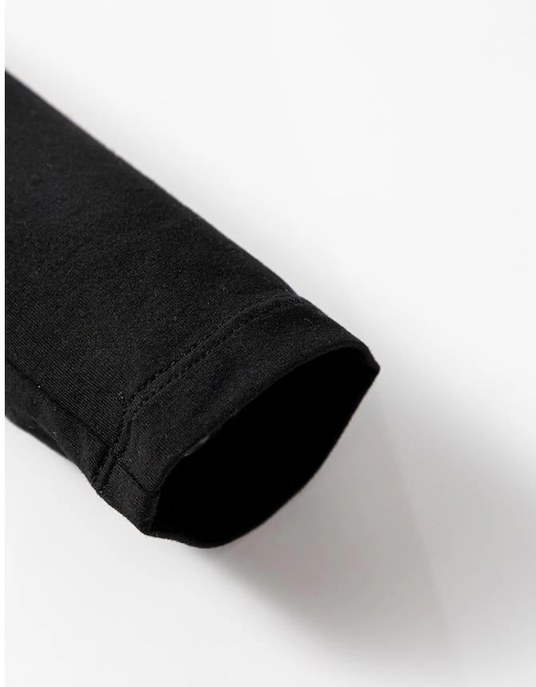 Black Solid Color Long Sleeve Fitted Top