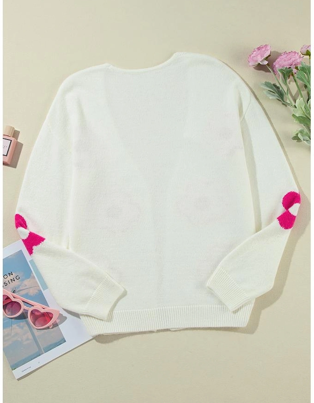 Rose Red Flower Pattern Open Front Cardigan, 16 of 15