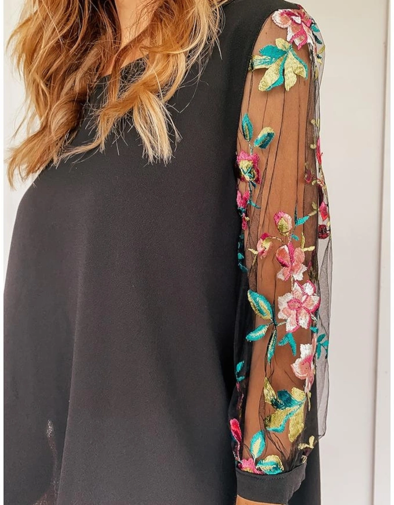 Azura Exchange Embroidered Sleeve Blouse