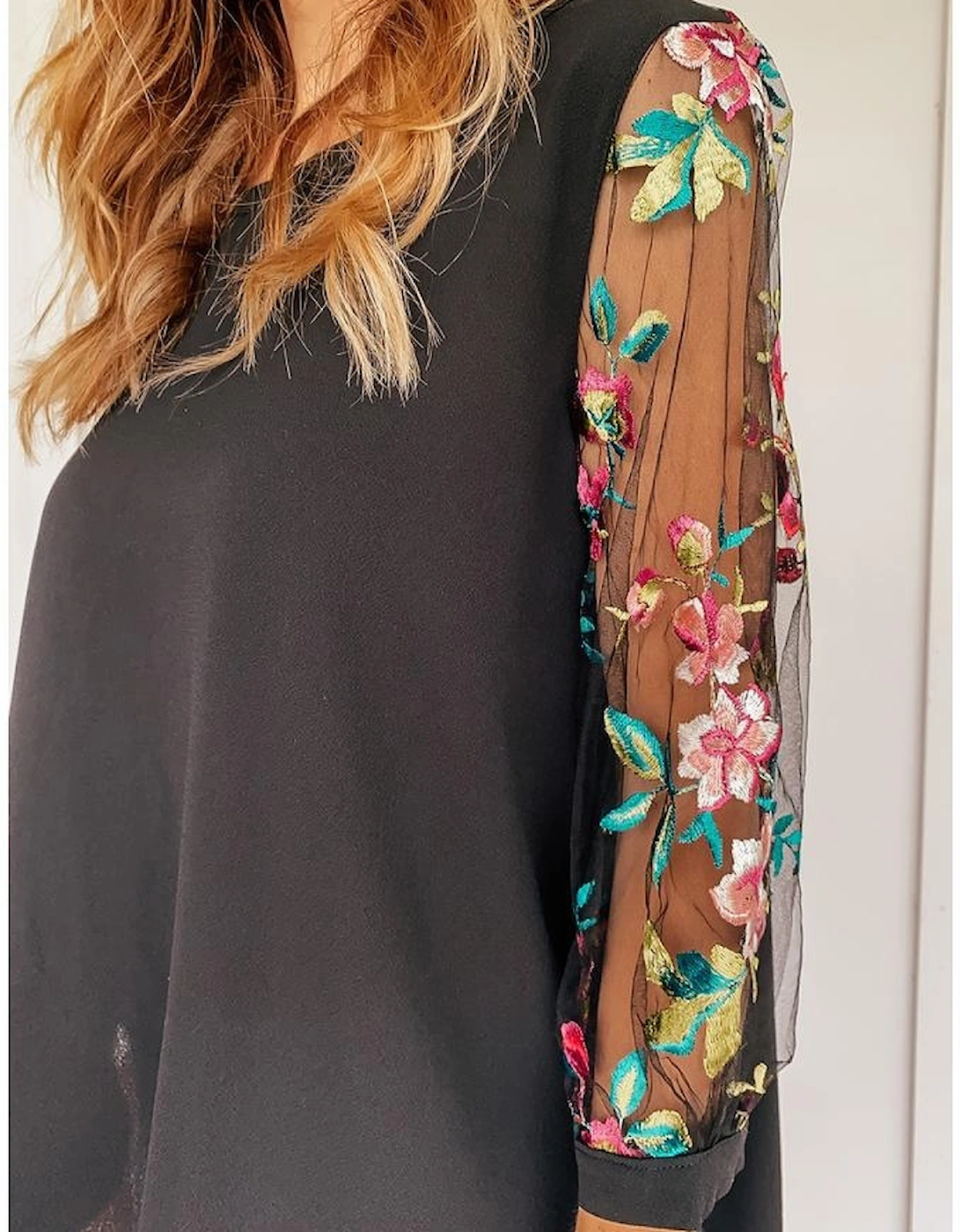 Azura Exchange Embroidered Sleeve Blouse