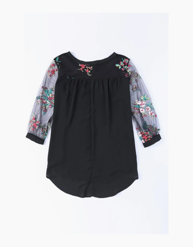 Azura Exchange Embroidered Sleeve Blouse