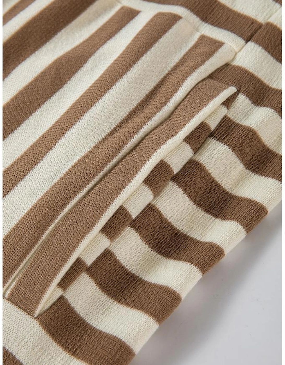 Brown Stripe Quarter Buttons Drop Sleeve Plus Size Hoodie