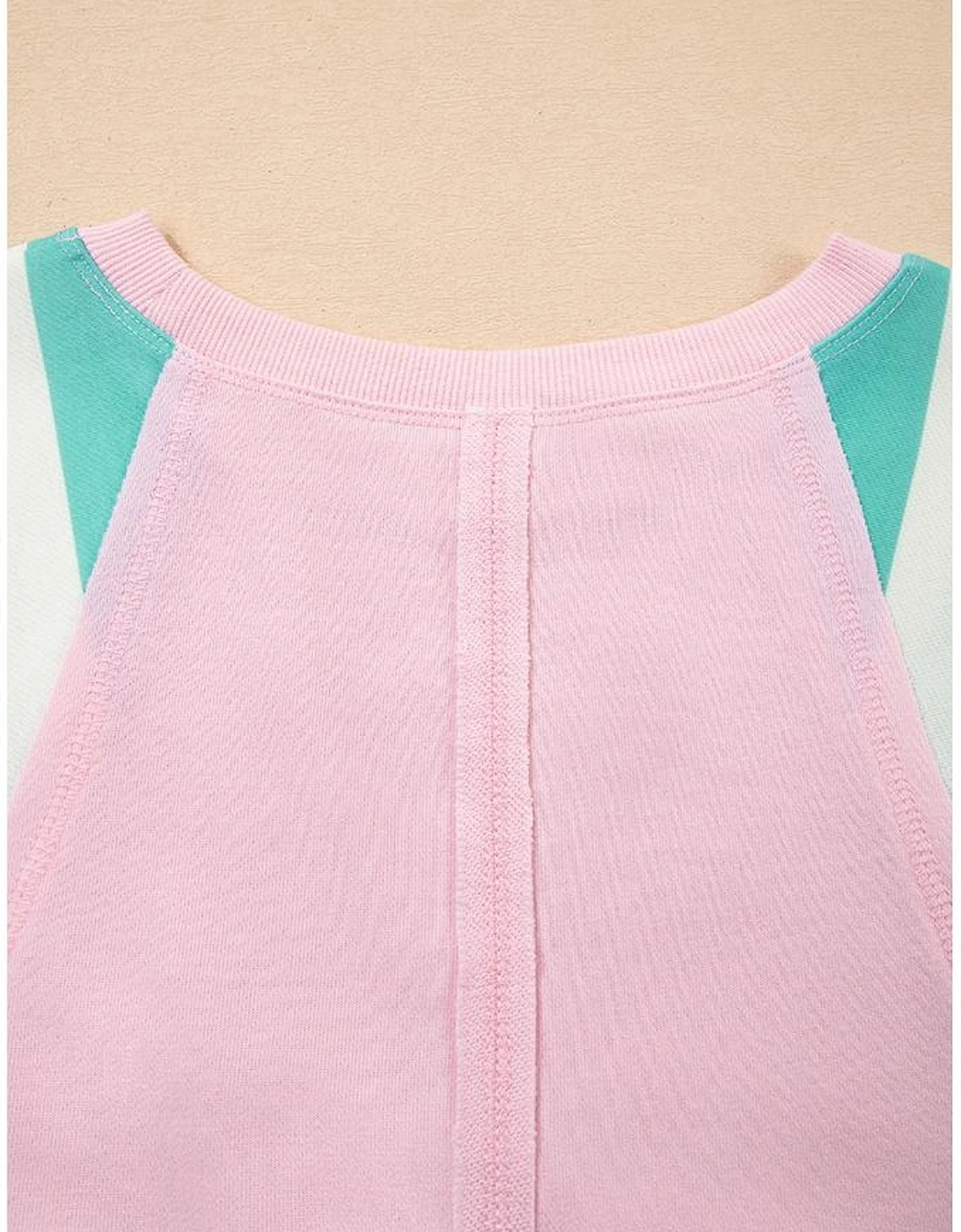 Bonbon Striped Colorblock Patchwork Raglan Pullover Top with Slits