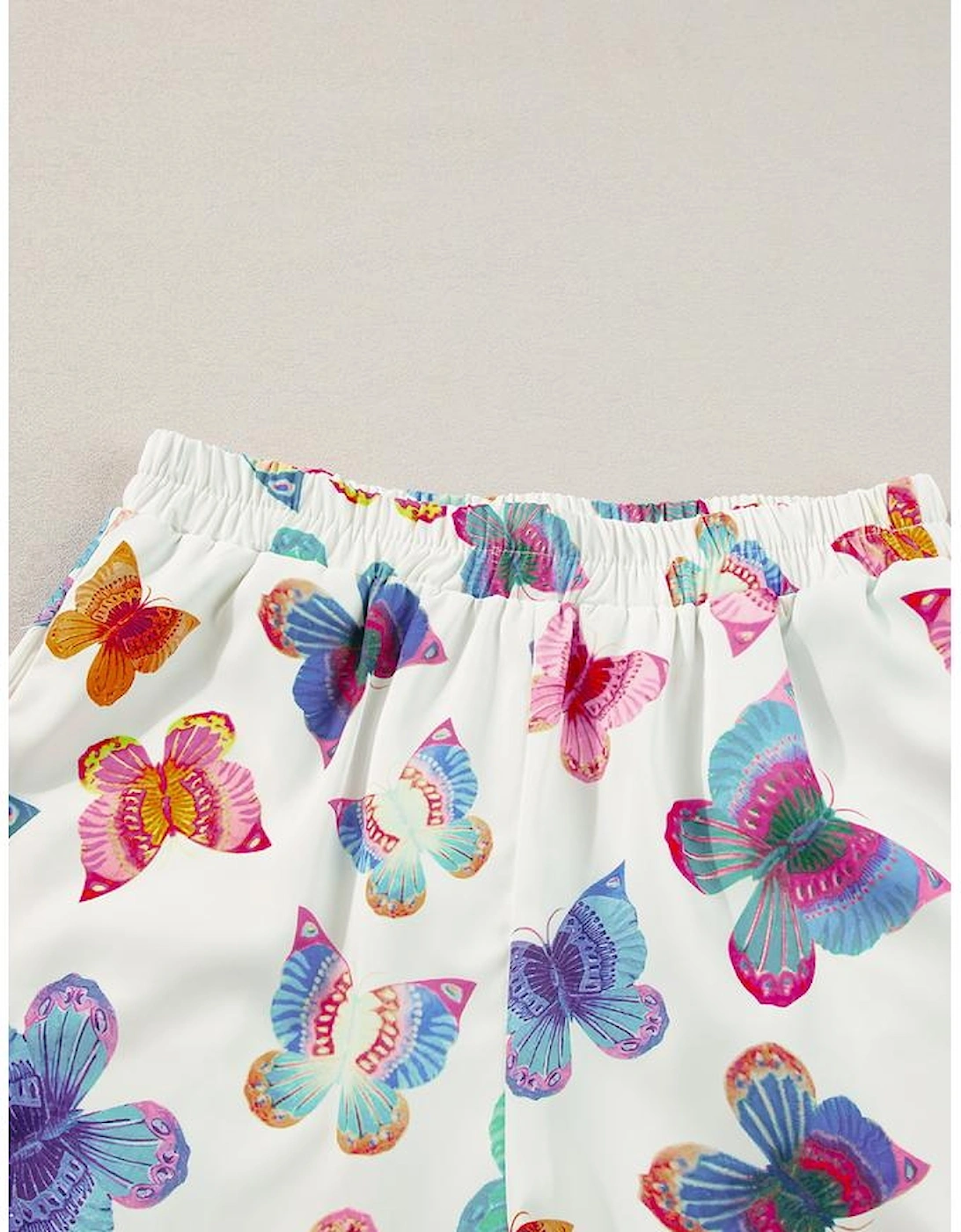 Multicolour Butterfly Pattern Short Sleeve Shirt Pajamas Set