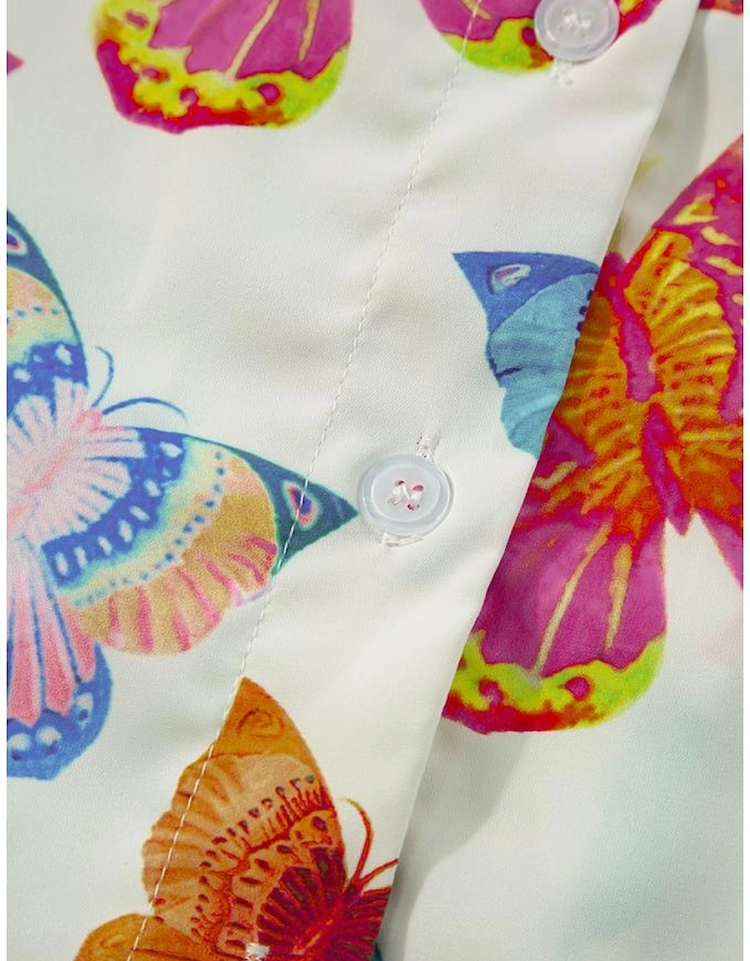 Multicolour Butterfly Pattern Short Sleeve Shirt Pajamas Set