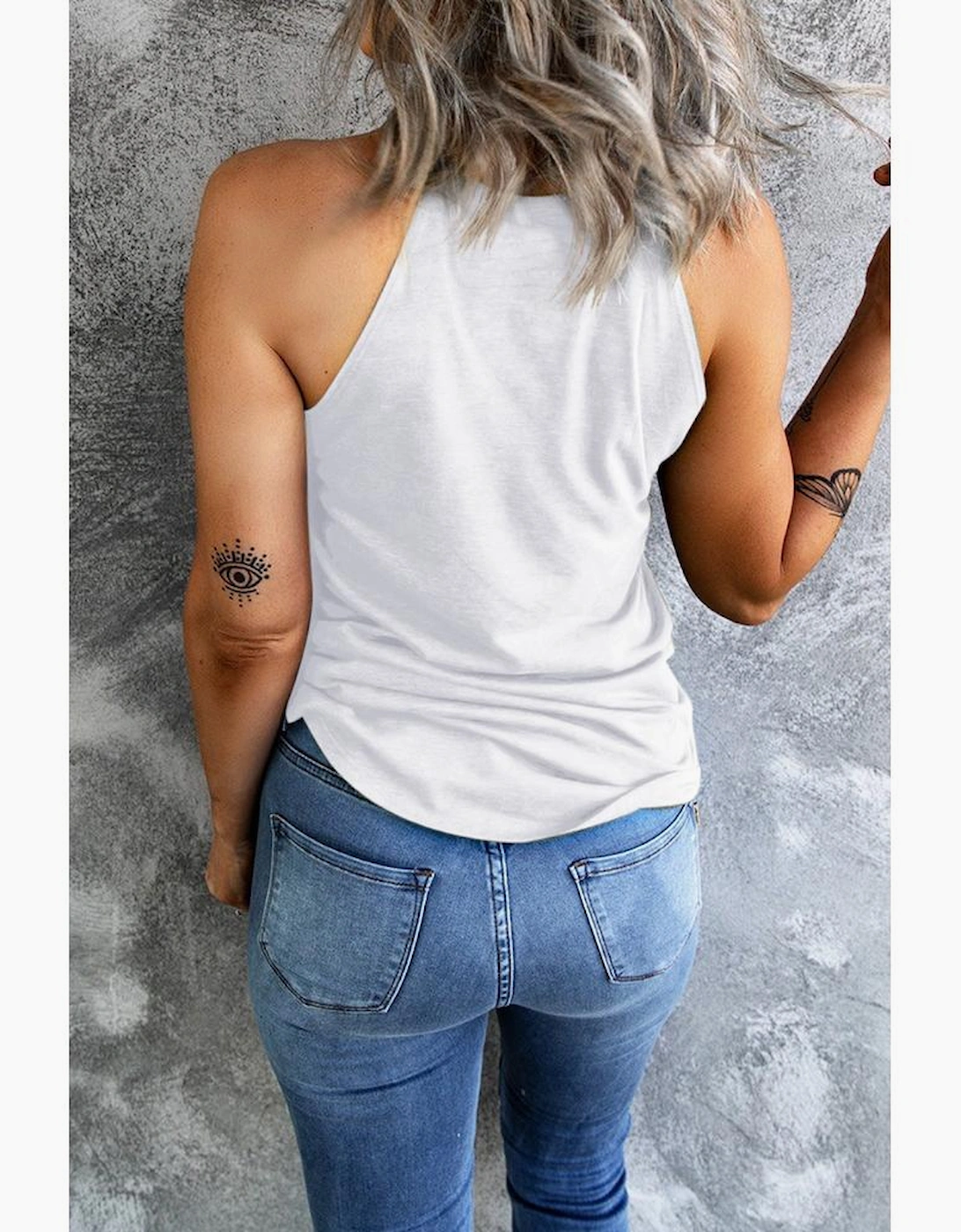 White Chenille AMERICA Graphic Tank Top