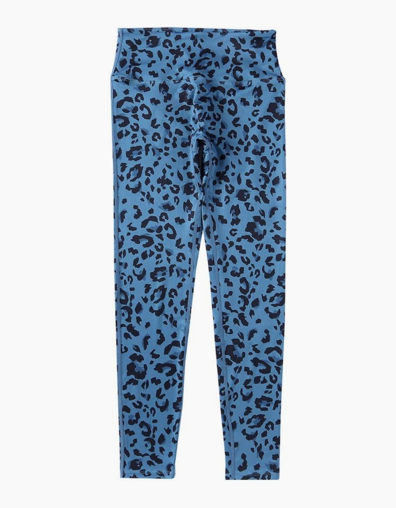 Blue Classic Leopard Print Active Leggings