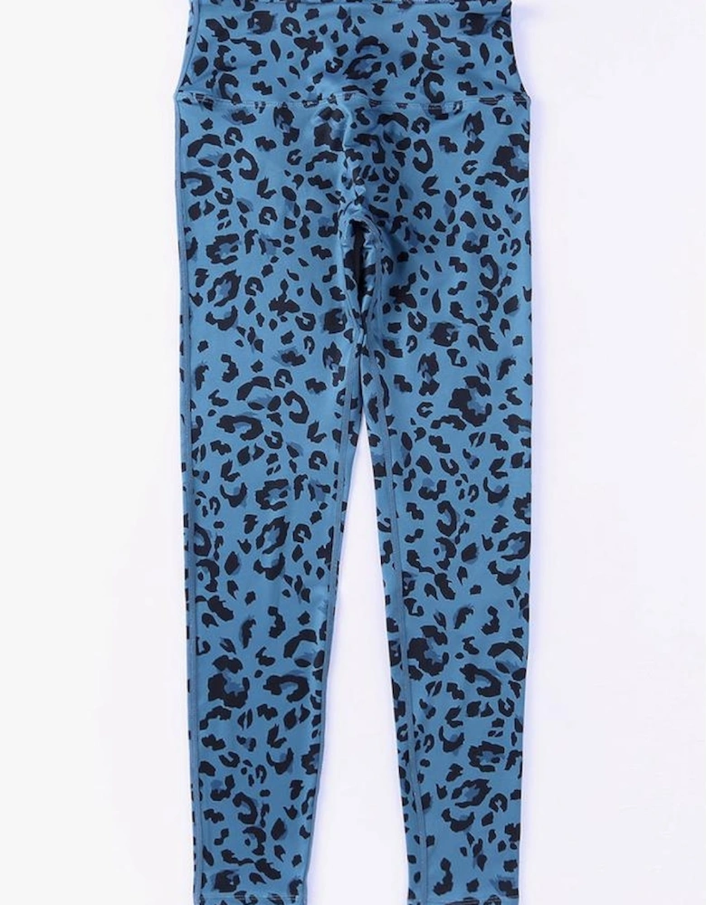 Blue Classic Leopard Print Active Leggings