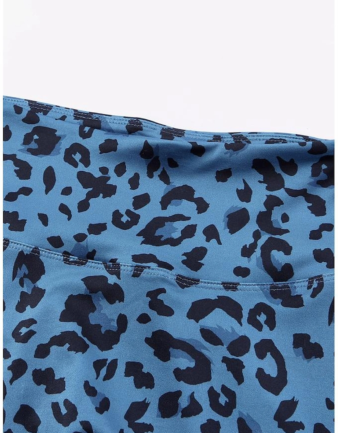 Blue Classic Leopard Print Active Leggings