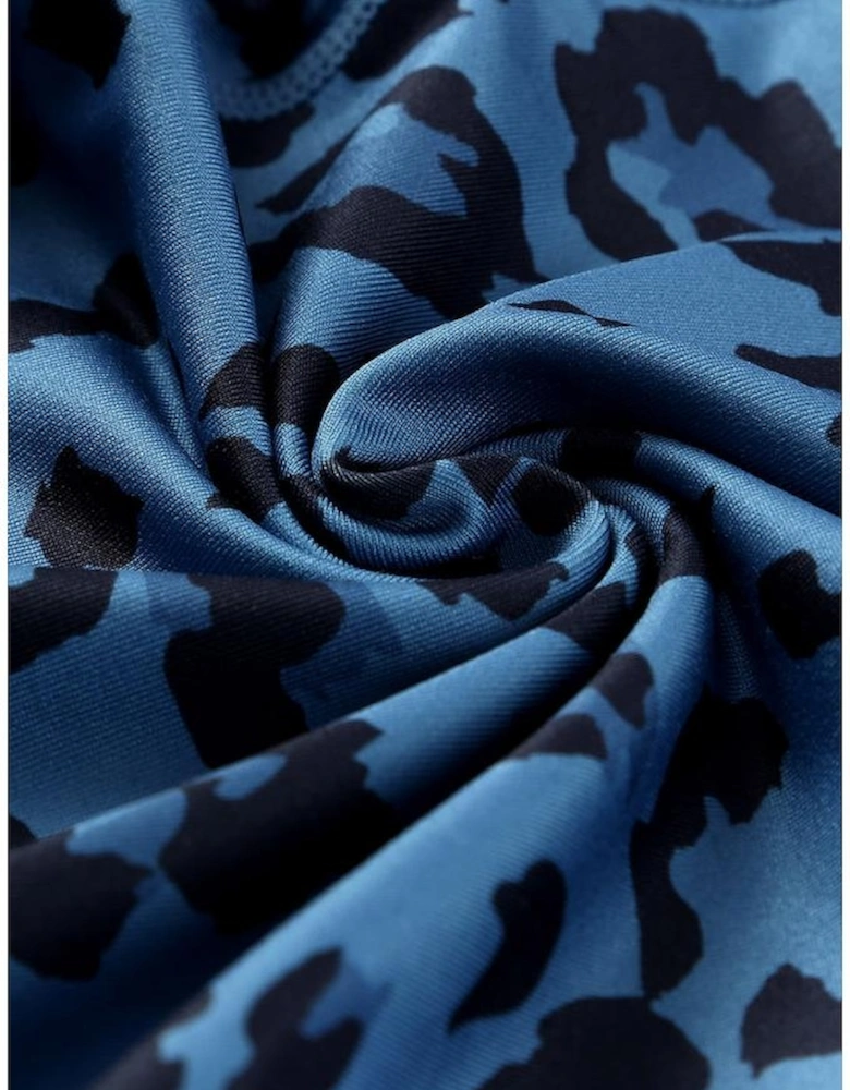 Blue Classic Leopard Print Active Leggings