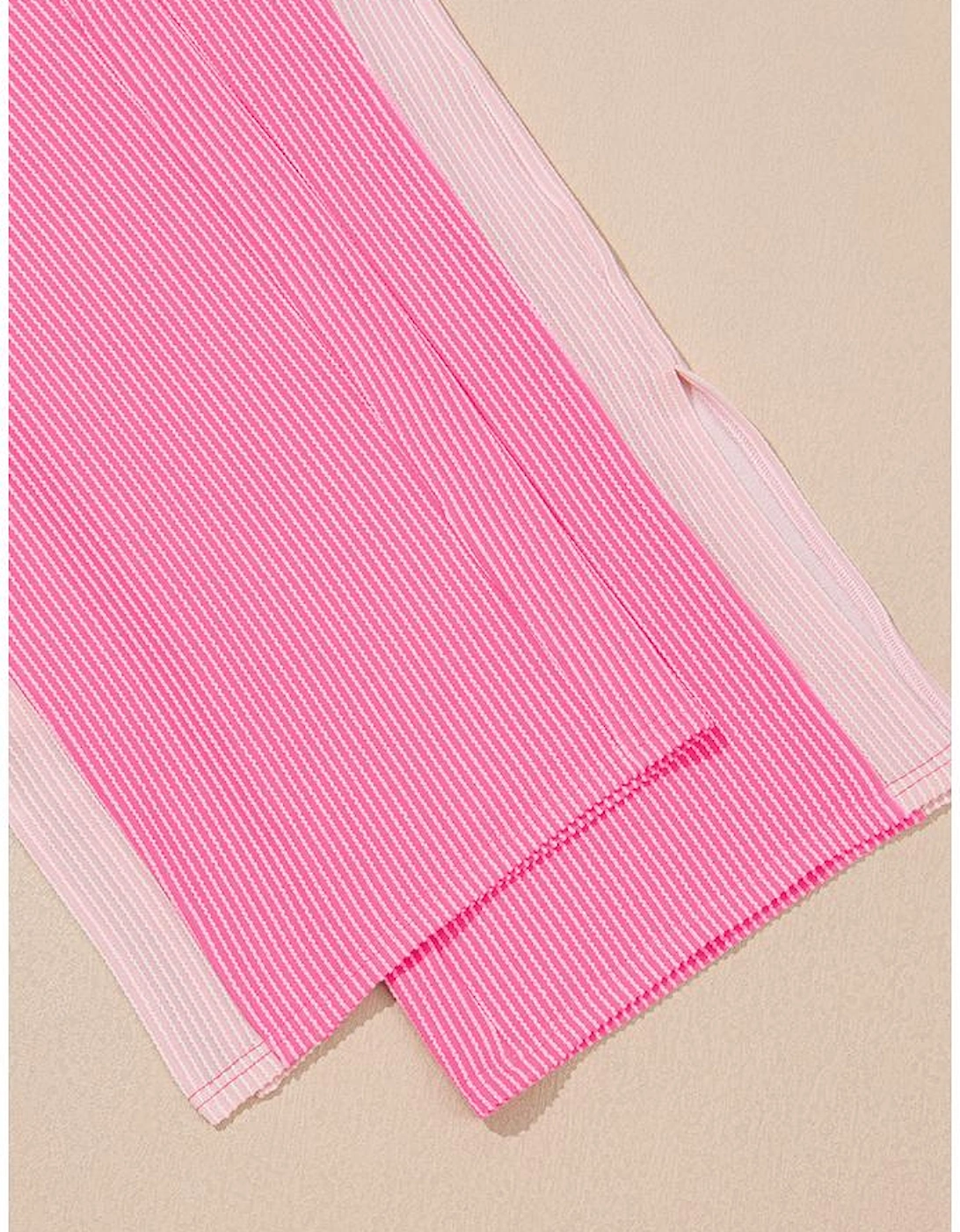 Sachet Pink 2-tone Colorblock Patchwork Corded 2pcs Outfit