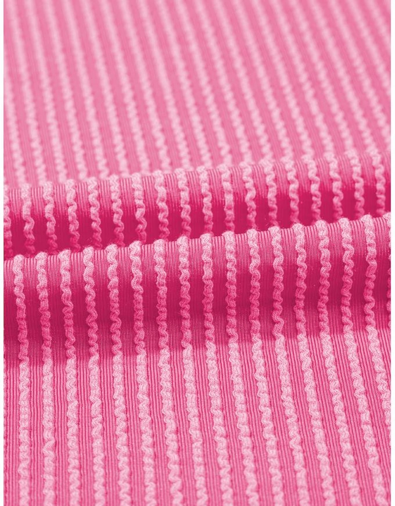 Sachet Pink 2-tone Colorblock Patchwork Corded 2pcs Outfit