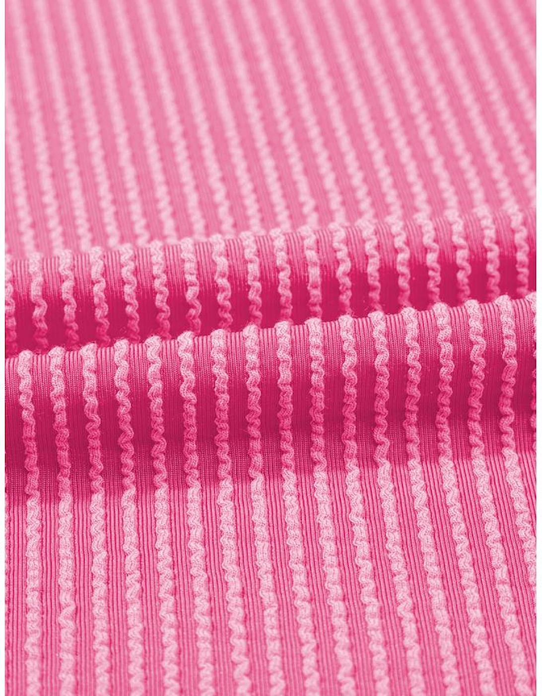 Sachet Pink 2-tone Colorblock Patchwork Corded 2pcs Outfit