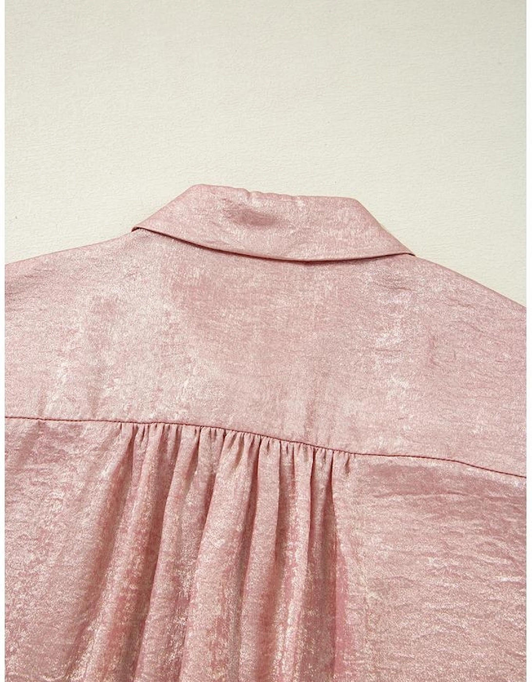 Delicacy Metallic Buttoned Loose Fit Short Sleeve Shirt