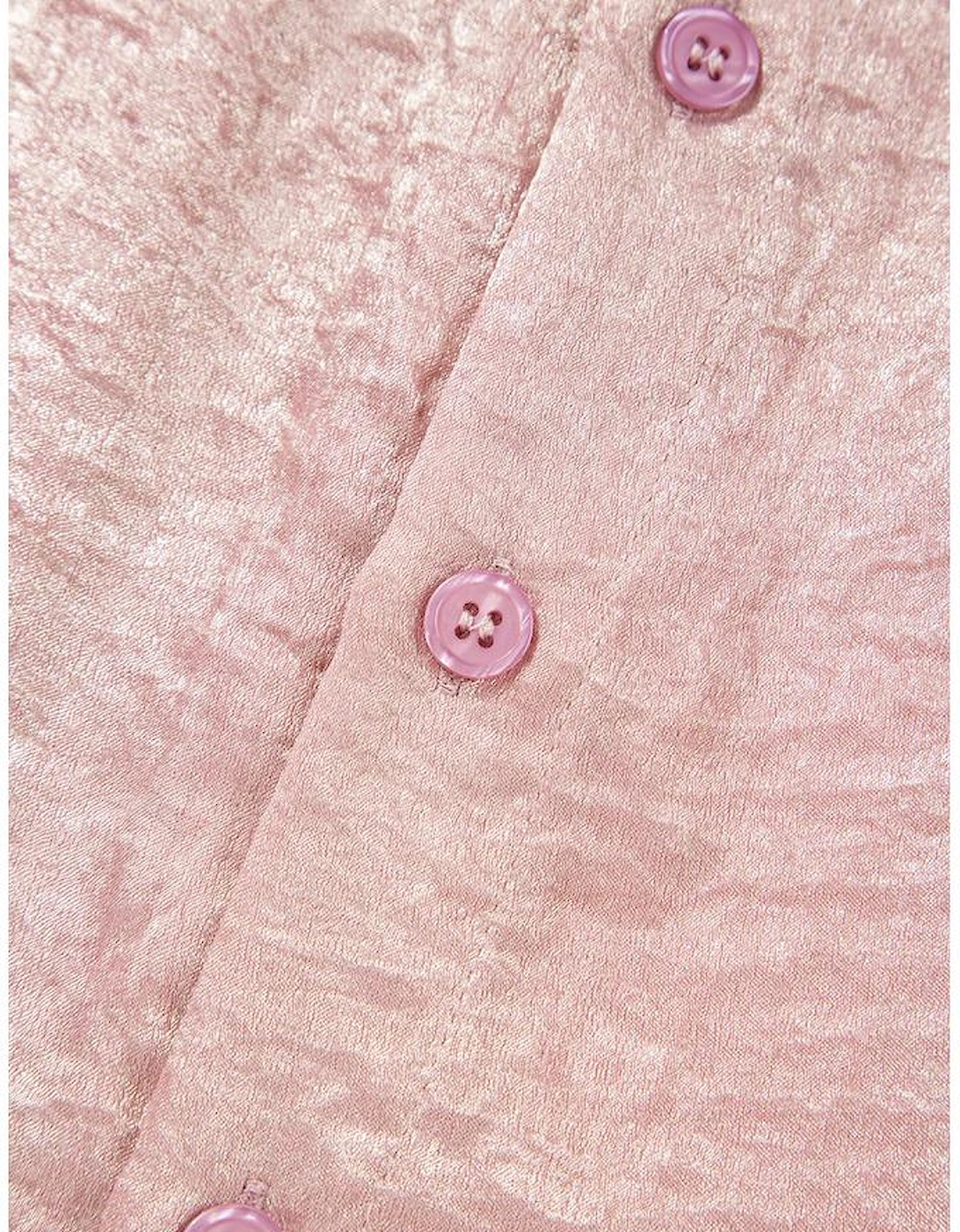 Delicacy Metallic Buttoned Loose Fit Short Sleeve Shirt