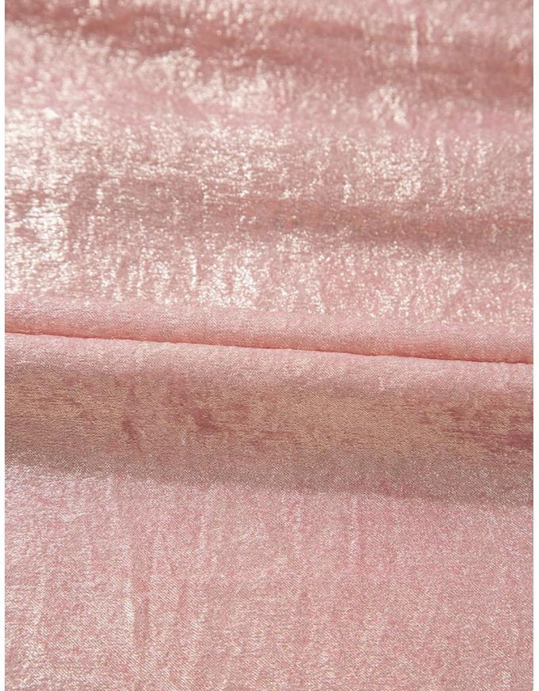 Delicacy Metallic Buttoned Loose Fit Short Sleeve Shirt