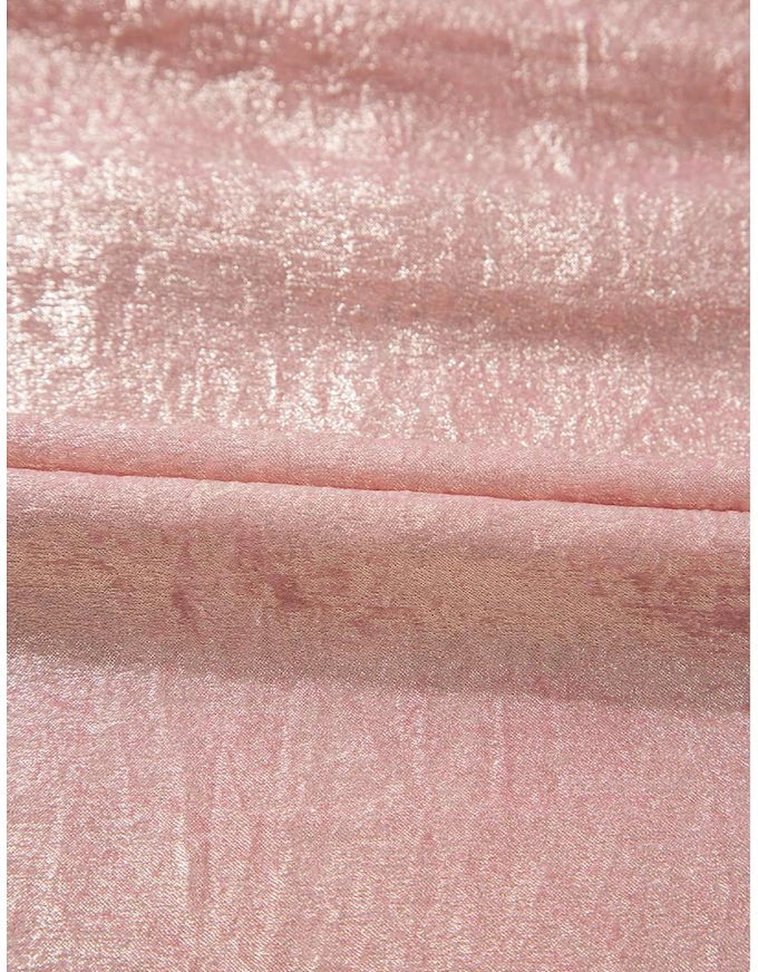 Delicacy Metallic Buttoned Loose Fit Short Sleeve Shirt