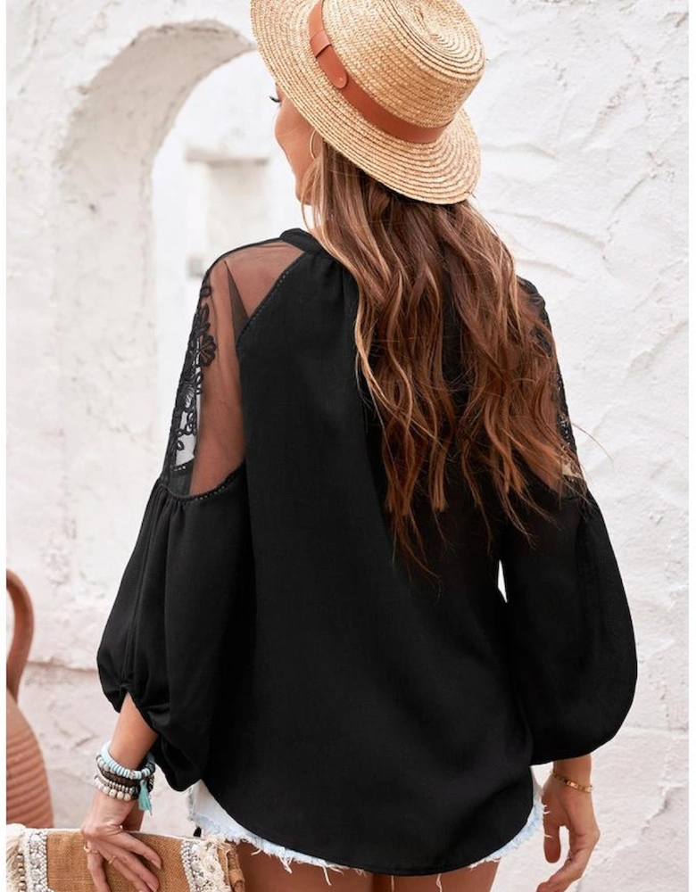 Black Formal Invitation Lace Blouse