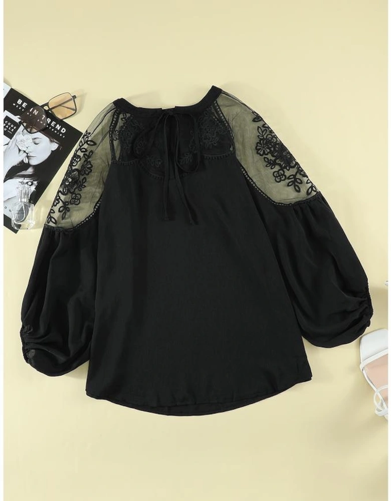 Black Formal Invitation Lace Blouse
