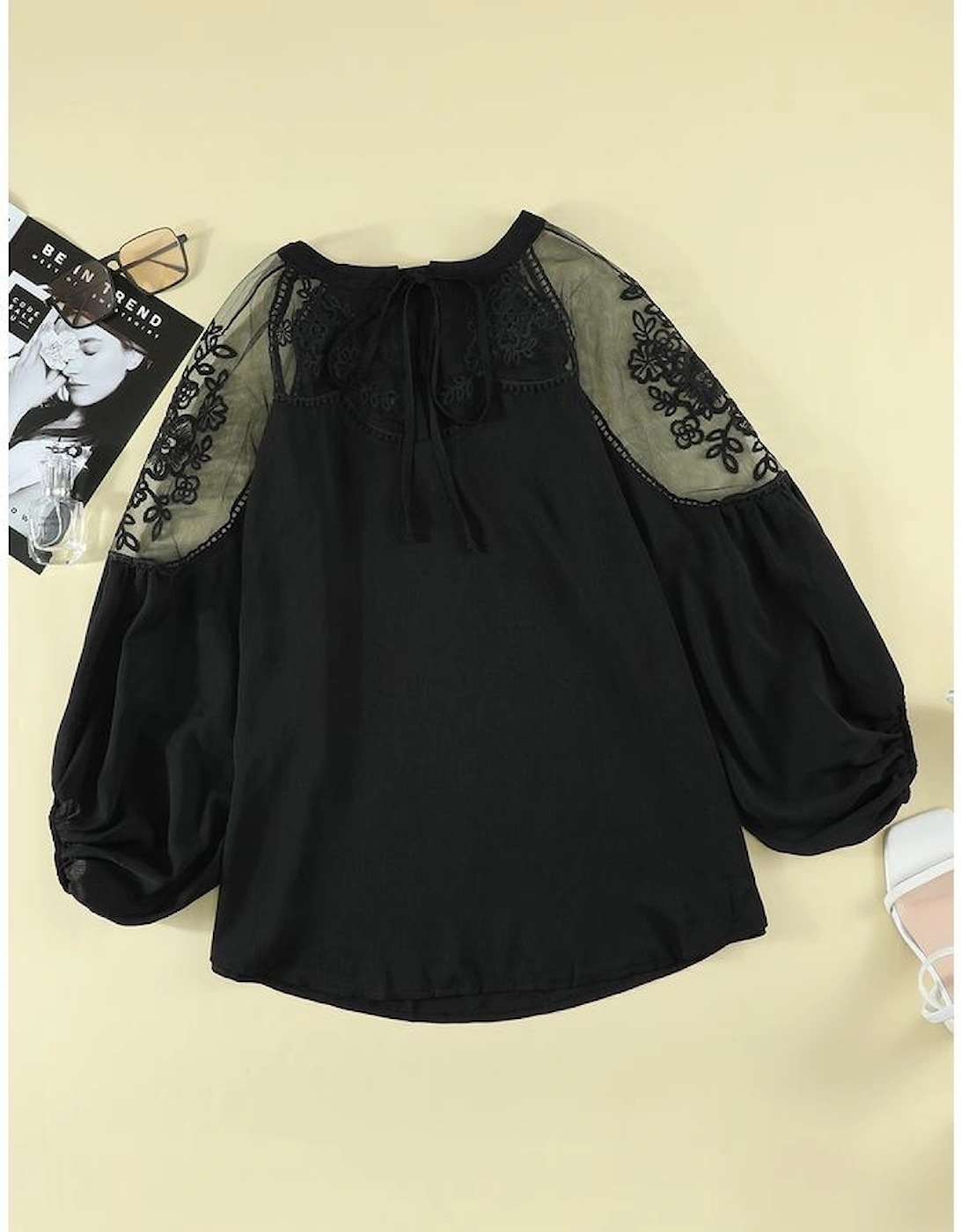 Black Formal Invitation Lace Blouse