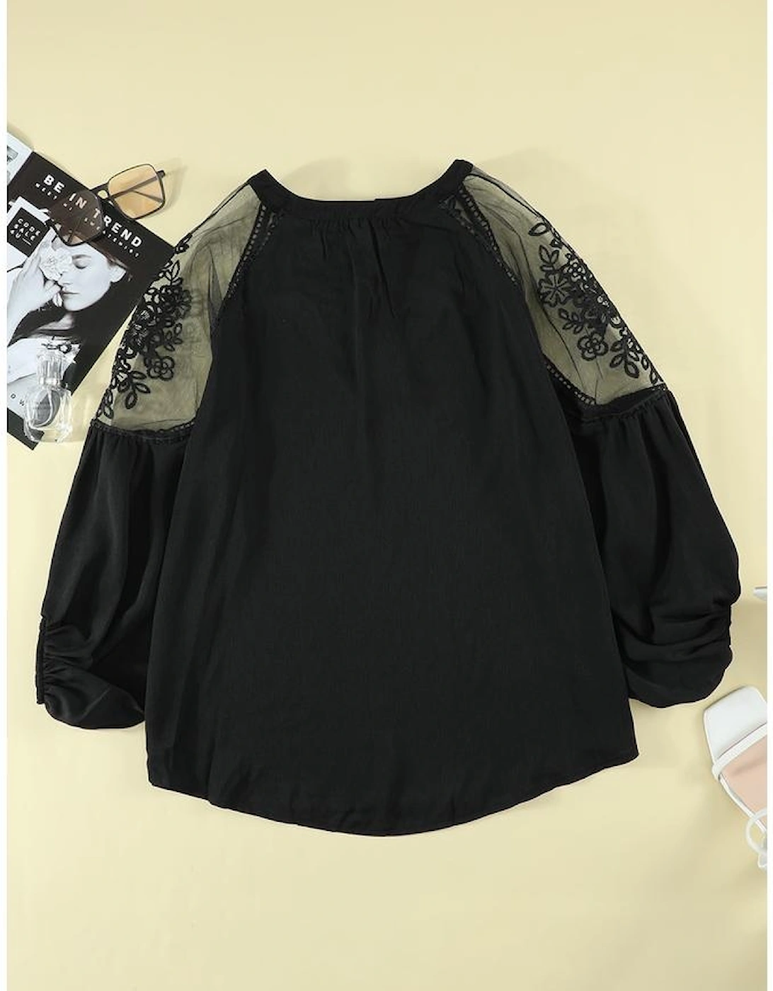 Black Formal Invitation Lace Blouse