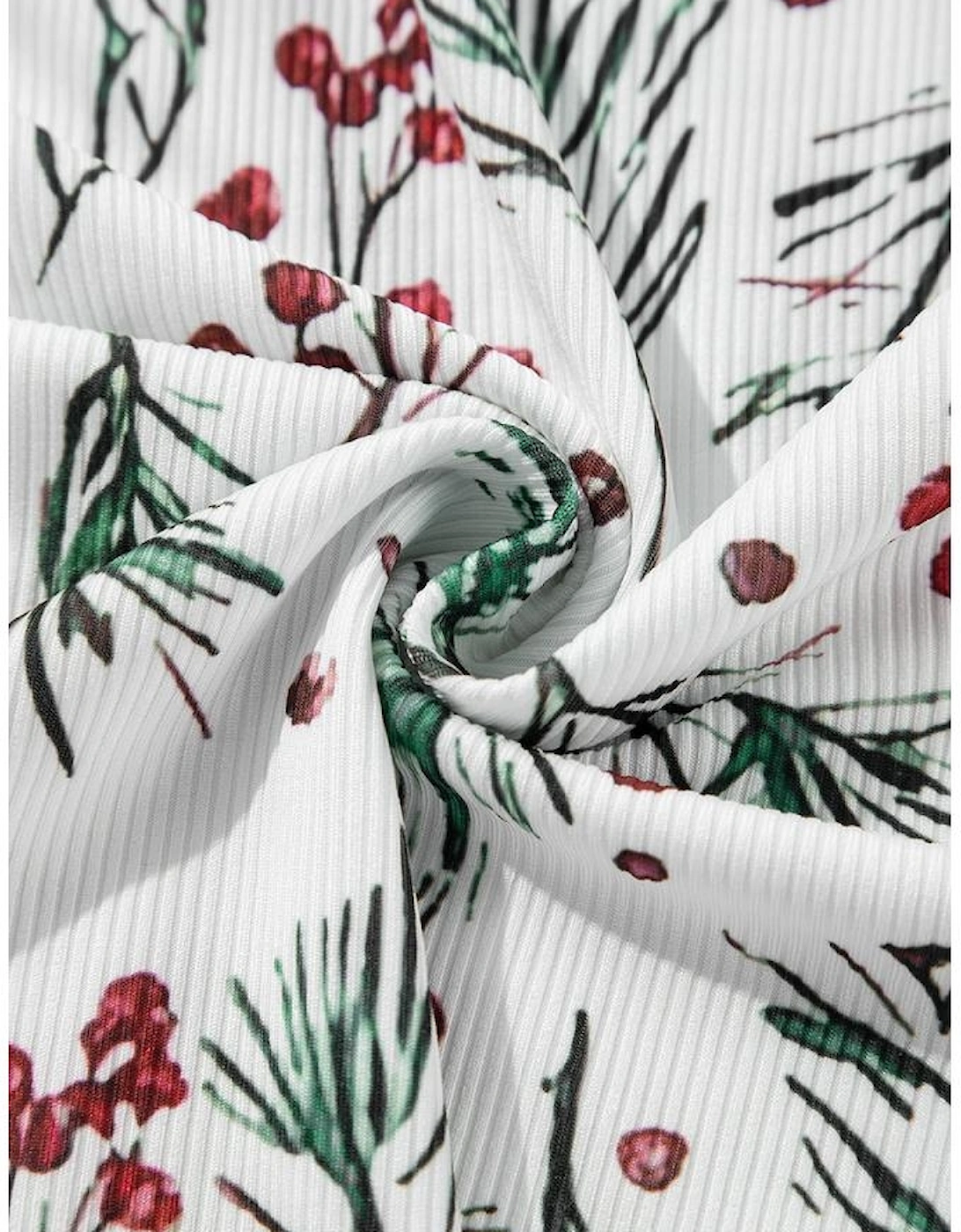 White Holly Print Thermal Pullover Pants Lounge Set