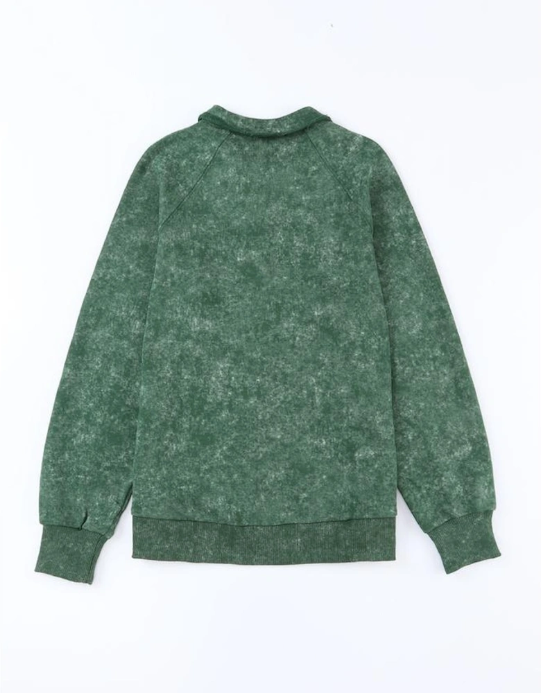 Green Vintage Washed Flap Pocket Button Shacket