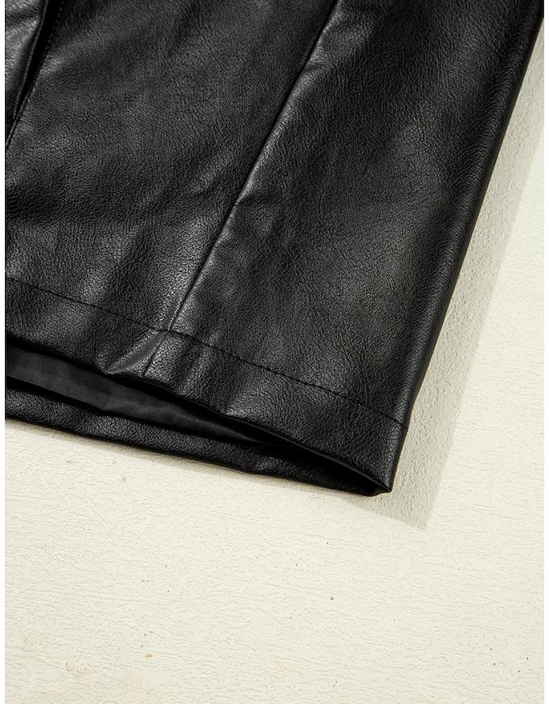 Black Faux Leather Buttoned Front Boxy Jacket