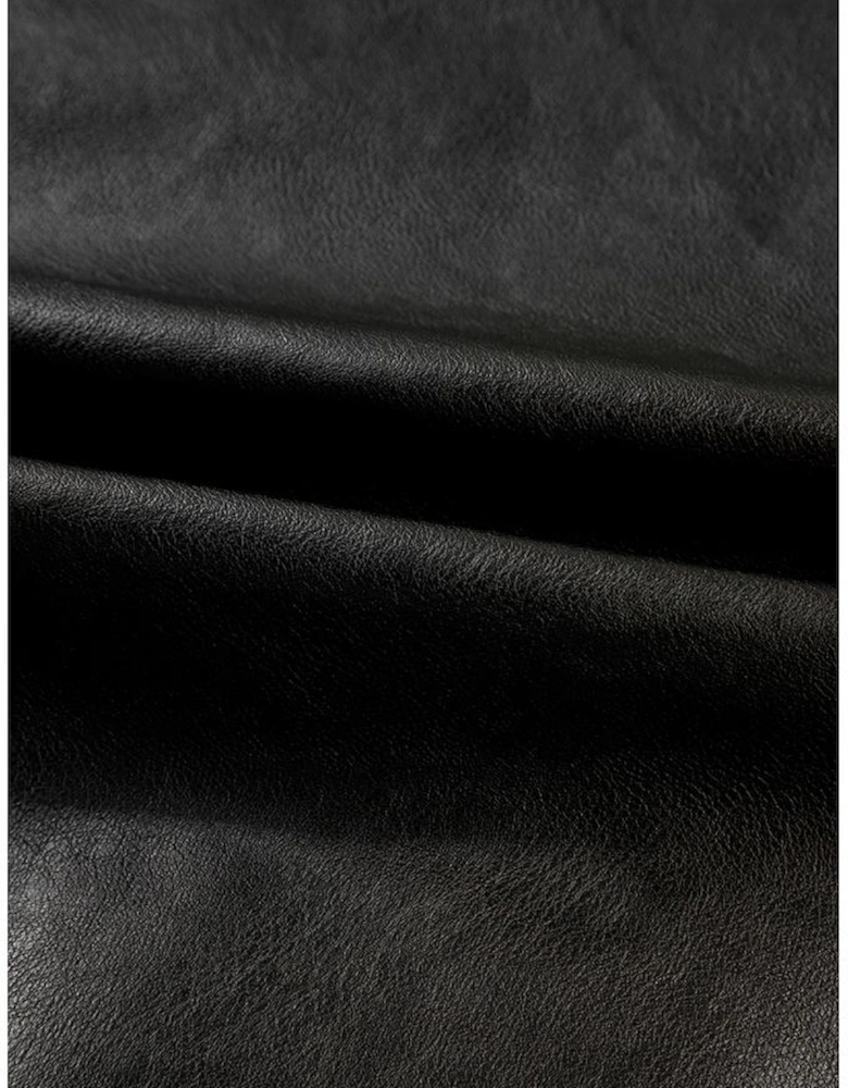 Black Faux Leather Buttoned Front Boxy Jacket